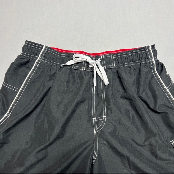Speedo Shorts Mens Large Black Red Swimming Trunk Bathing Suit Surfing Lined - Picture 3 of 10